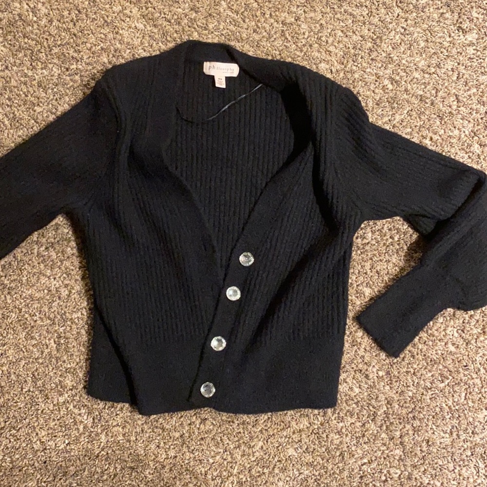 Philosophy black button down sweater